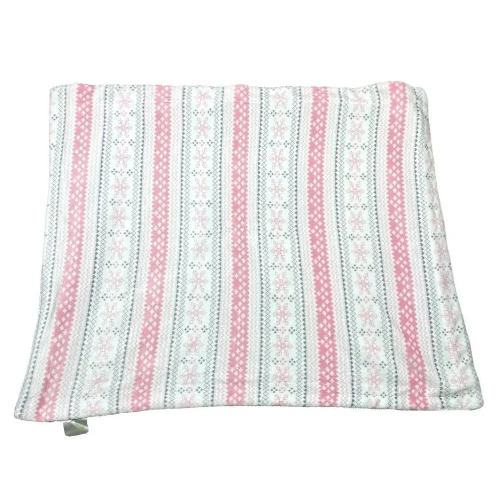 Baby Luxe Baby Blanket Pink and White Plush